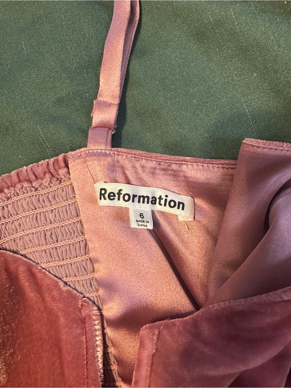 Reformation Desiree Velvet top. Dusty Rose Satin Bustier Top - Picture 4 of 4